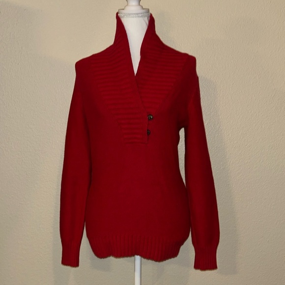 Ralph Lauren sz M Red Knit Collared Sweater - Picture 1 of 6